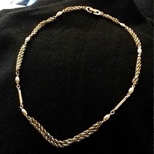 Vintage Signed Monet Gold tone Double Stained Rope Necklace